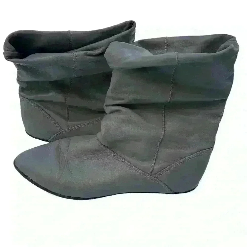 VTG Dexter USA Slouchy Tan Leather Low Heeled Boot Women's Size 6 1/2